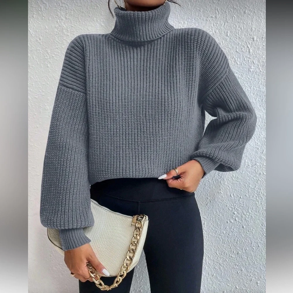 Gray Turtleneck Sweater